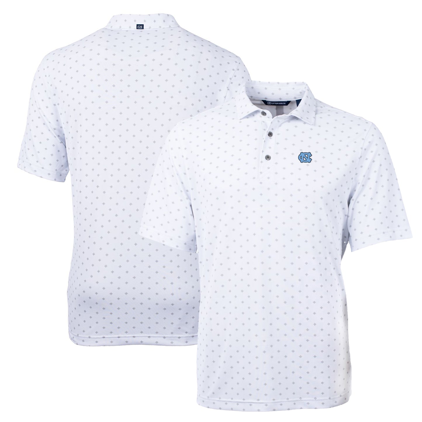 Men's Cutter & Buck White North Carolina Tar Heels Big & Tall Virtue Eco Pique Tile Print Recycled Polo