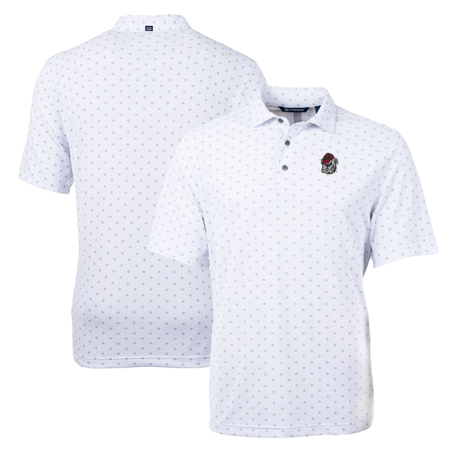 Men's Cutter & Buck White Georgia Bulldogs Big & Tall Virtue Eco Pique Tile Print Recycled Polo