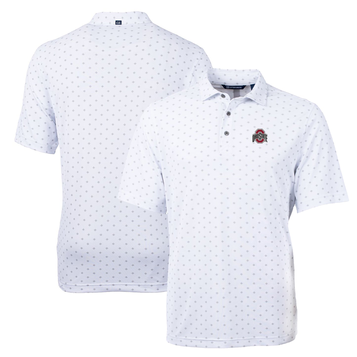 Men's Cutter & Buck White Ohio State Buckeyes Big & Tall Virtue Eco Pique Tile Print Recycled Polo