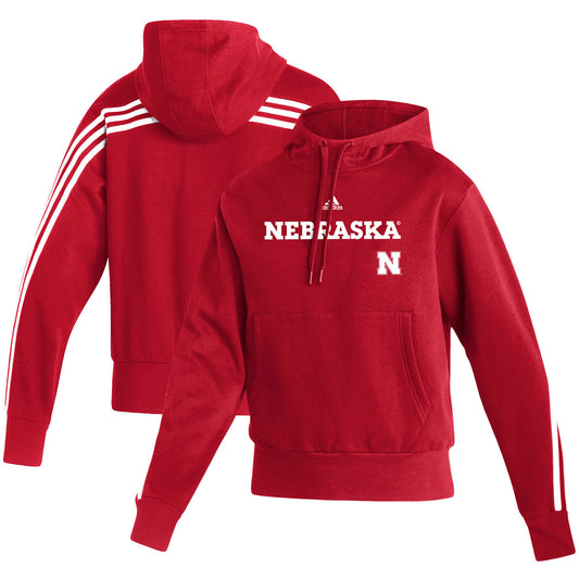 Women's adidas Scarlet Nebraska Huskers Fashion Pullover Hoodie