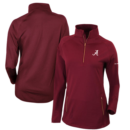 Women's Columbia Crimson Alabama Crimson Tide Outward Nine Quarter-Zip Pullover Top