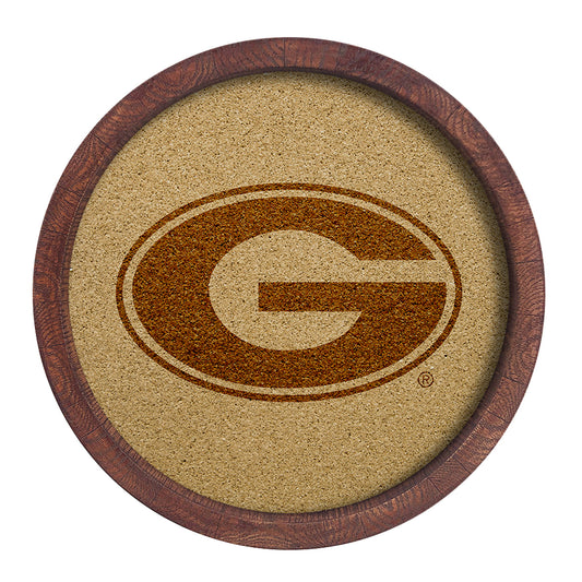 Georgia Bulldogs 20.25'' Round Faux Barrel Framed Cork Board