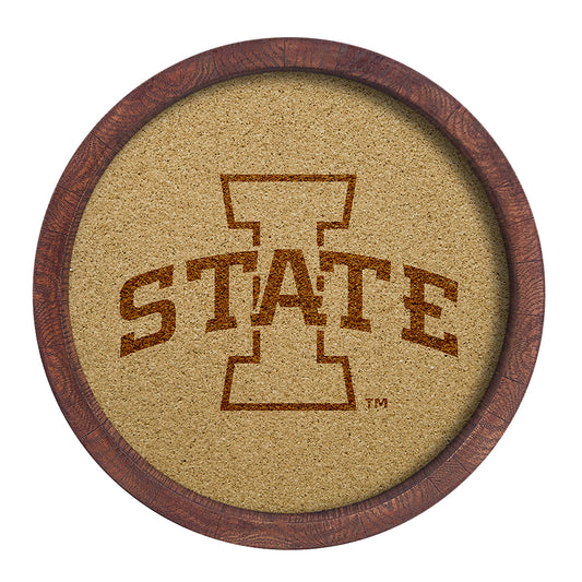 Iowa State Cyclones 20.25'' Round Faux Barrel Framed Cork Board