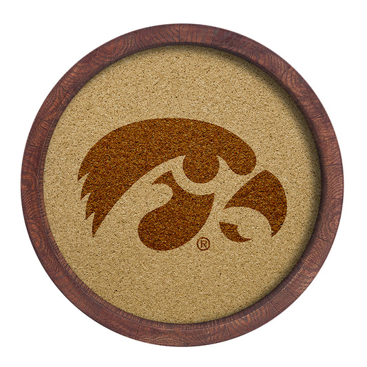 Iowa Hawkeyes 20.25'' Round Faux Barrel Framed Cork Board