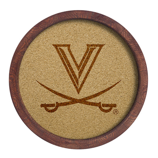 Virginia Cavaliers 20.25'' Round Faux Barrel Framed Cork Board