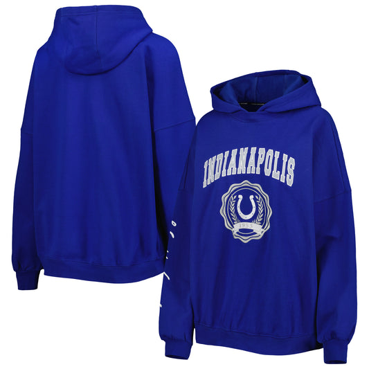 Women's Tommy Hilfiger Royal Indianapolis Colts Becca Drop Shoulder Pullover Hoodie