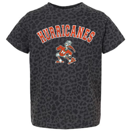 Girls Toddler Gameday Couture Leopard Miami Hurricanes All the Cheer T-Shirt