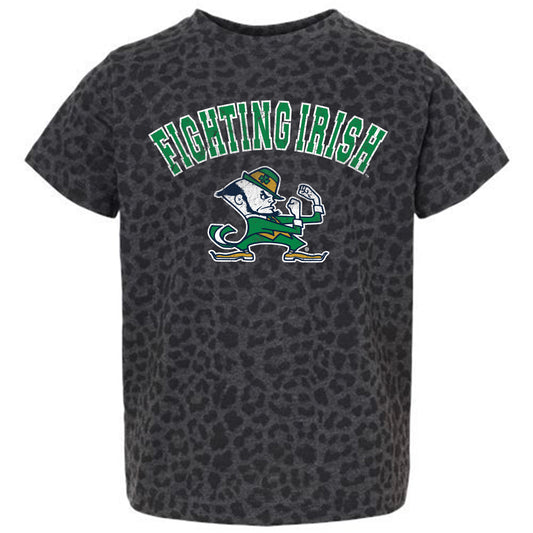 Girls Toddler Gameday Couture Leopard Notre Dame Fighting Irish All the Cheer T-Shirt