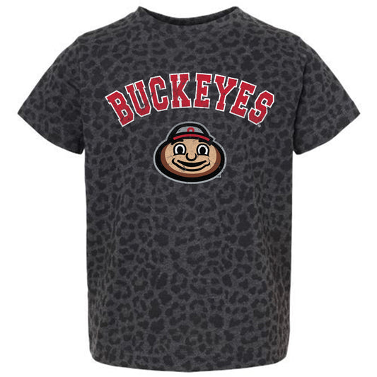 Girls Toddler Gameday Couture Leopard Ohio State Buckeyes All the Cheer T-Shirt