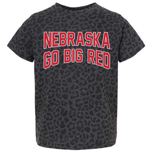 Toddler Gameday Couture Leopard Nebraska Huskers Fan Favorite Leopard T-Shirt