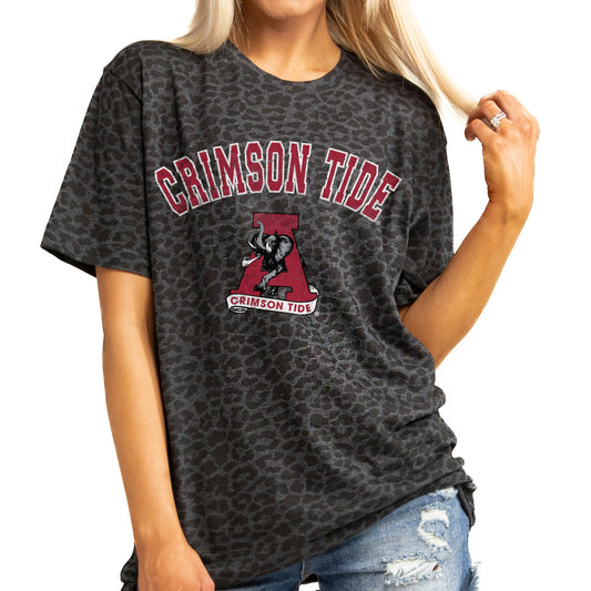 Women's Gameday Couture Leopard Alabama Crimson Tide All the Cheer Leopard T-Shirt