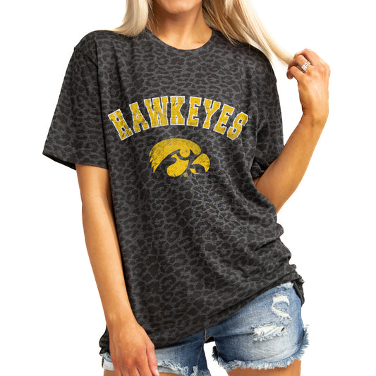 Women's Gameday Couture Leopard Iowa Hawkeyes All the Cheer Leopard T-Shirt