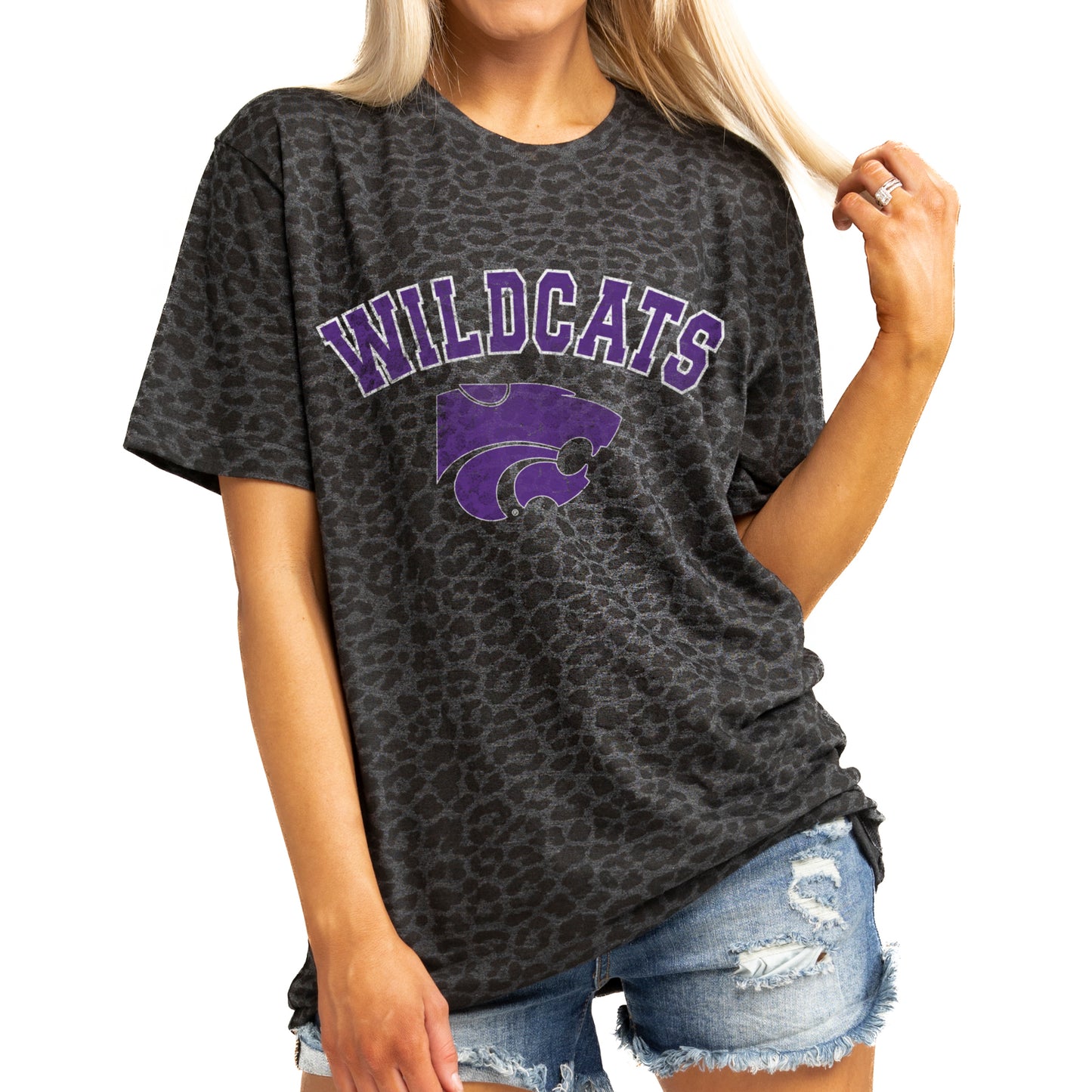 Women's Gameday Couture Leopard Kansas State Wildcats All the Cheer Leopard T-Shirt