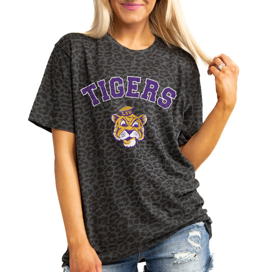 Women's Gameday Couture Leopard LSU Tigers All the Cheer Leopard T-Shirt