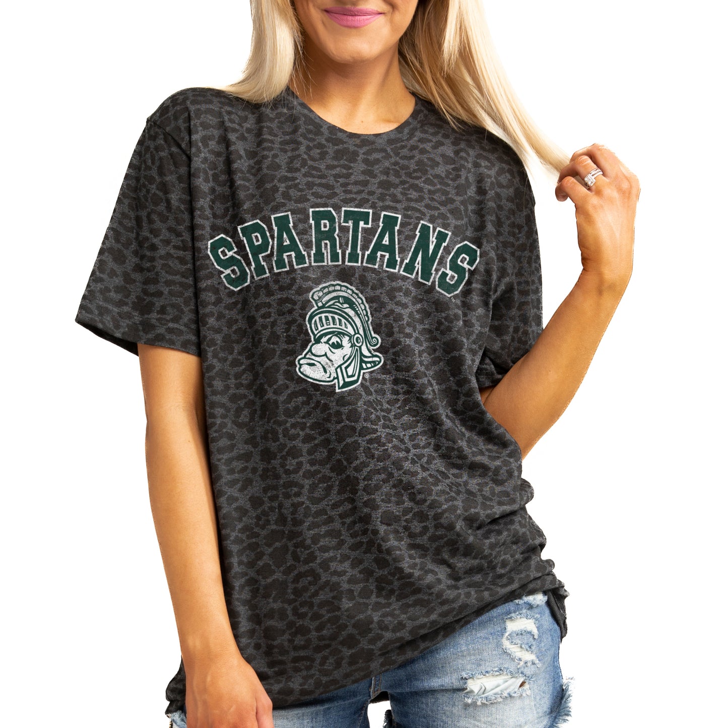 Women's Gameday Couture Leopard Michigan State Spartans All the Cheer Leopard T-Shirt