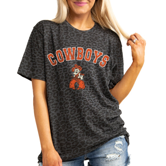 Women's Gameday Couture Leopard Oklahoma State Cowboys All the Cheer Leopard T-Shirt