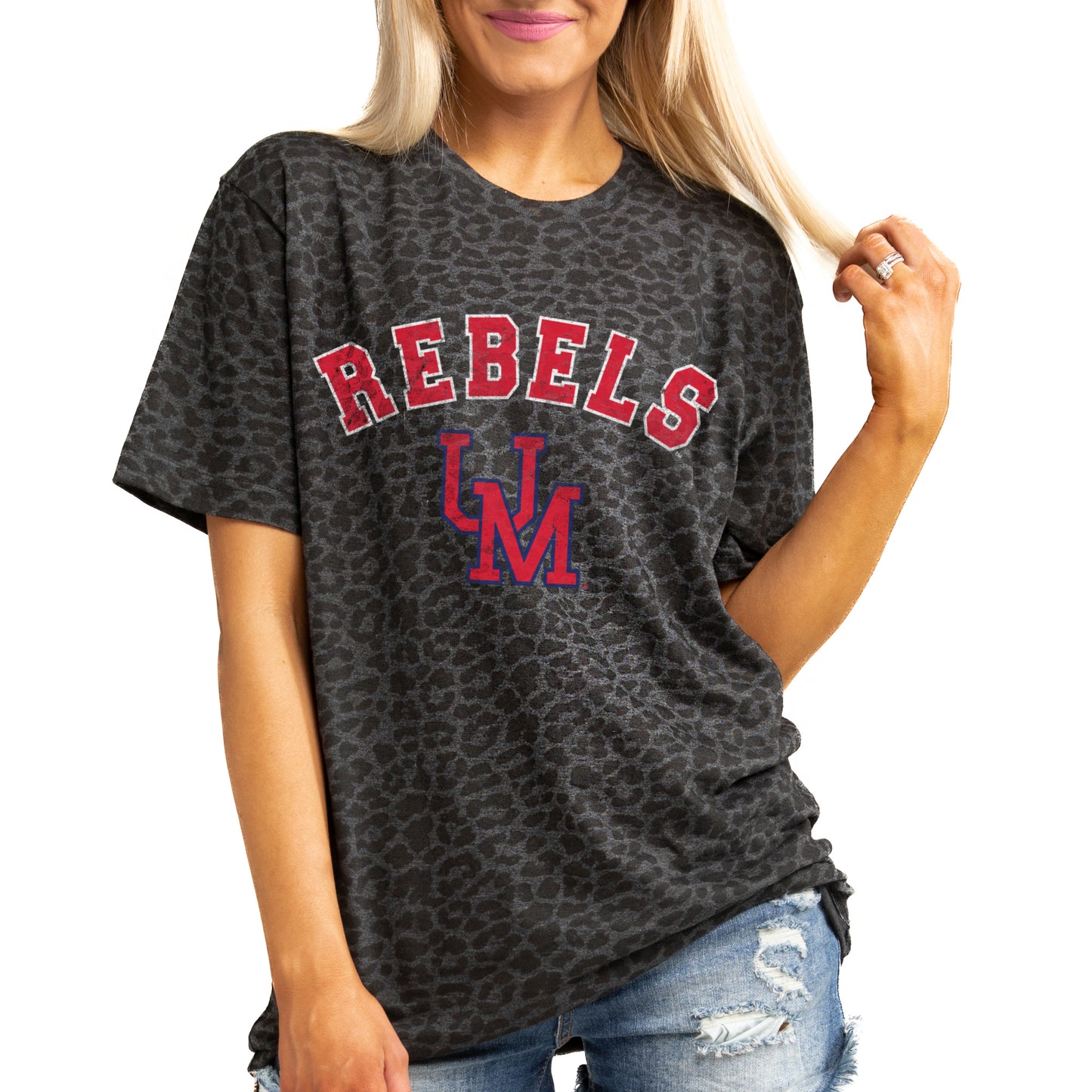 Women's Gameday Couture Leopard Ole Miss Rebels All the Cheer Leopard T-Shirt