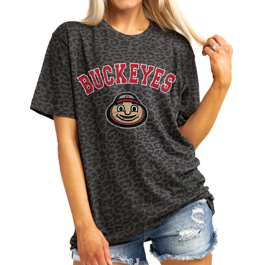 Women's Gameday Couture Leopard Ohio State Buckeyes All the Cheer Leopard T-Shirt