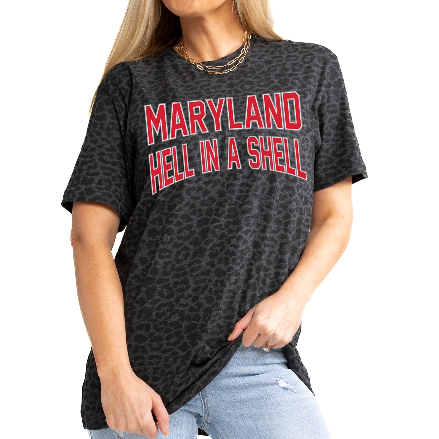 Women's Gameday Couture Leopard Maryland Terrapins Fan Favorite Leopard T-Shirt