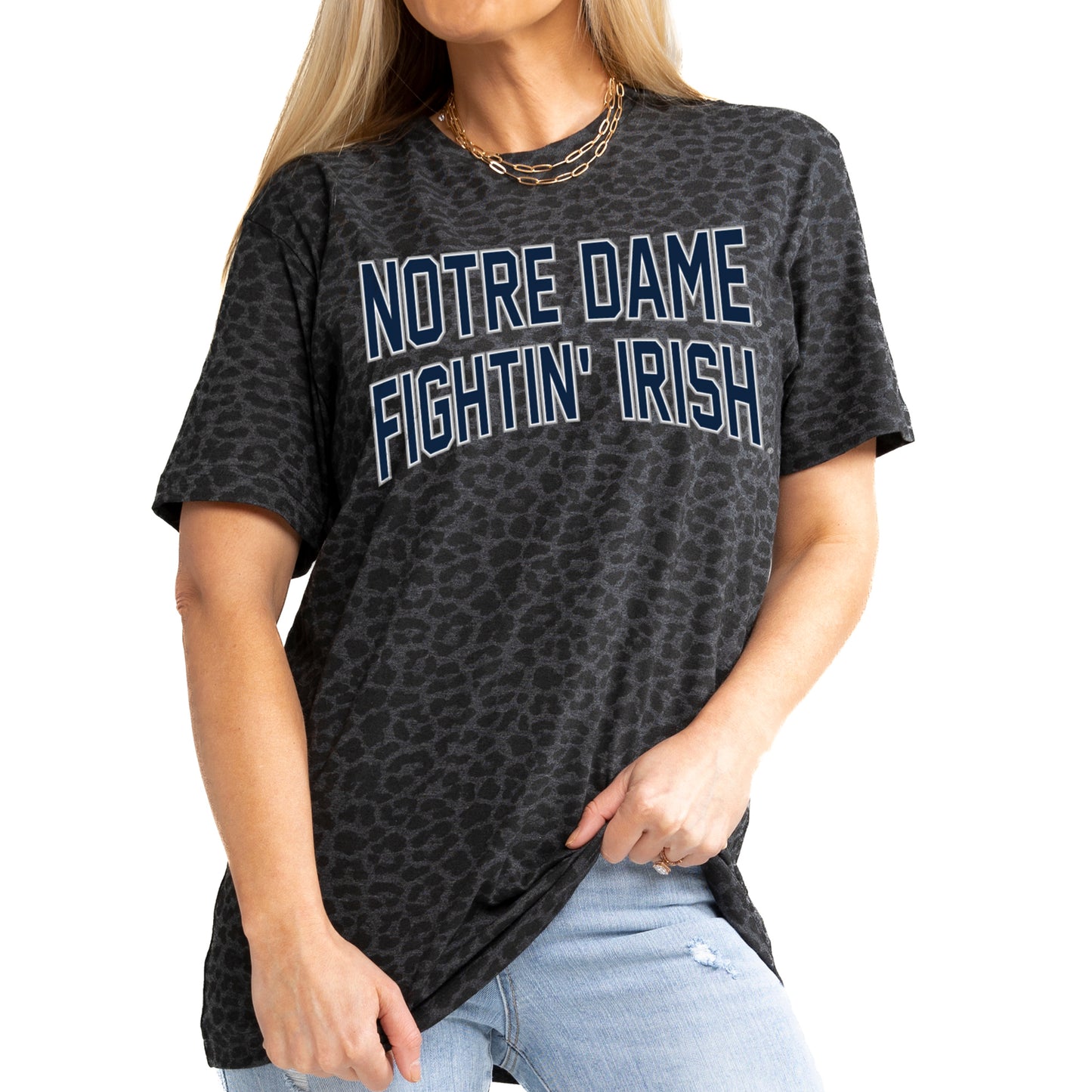 Women's Gameday Couture Leopard Notre Dame Fighting Irish Fan Favorite Leopard T-Shirt