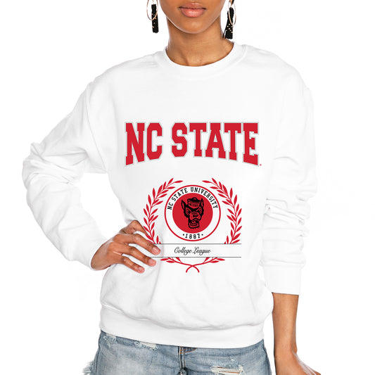 Women's Gameday Couture White NC State Wolfpack It's a Vibe Classic Fleece Crewneck Pullover Sweatshirt