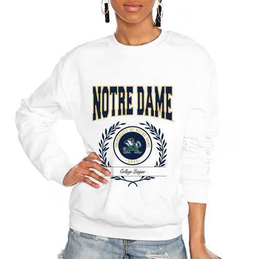 Women's Gameday Couture White Notre Dame Fighting Irish It's a Vibe Classic Fleece Crewneck Pullover Sweatshirt