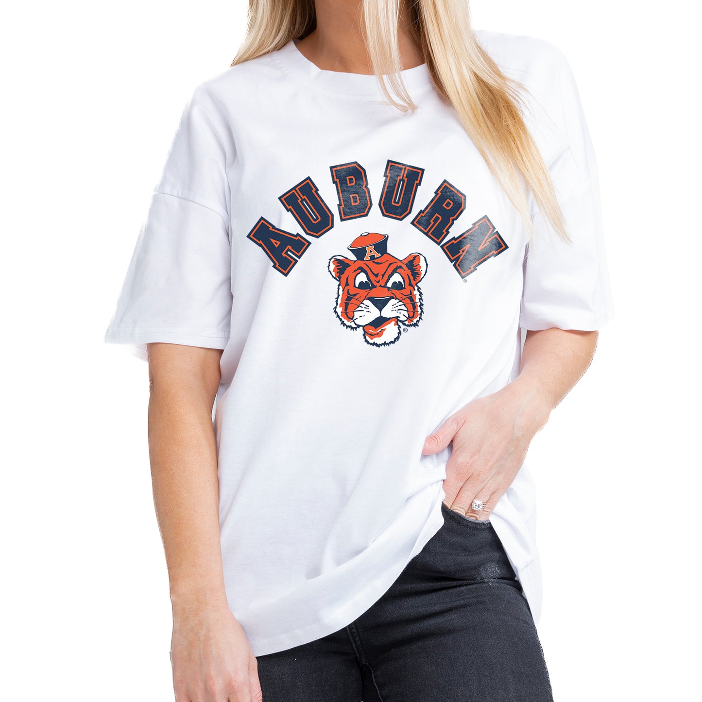 Women's Gameday Couture White Auburn Tigers Now or Never Oversized T-Shirt