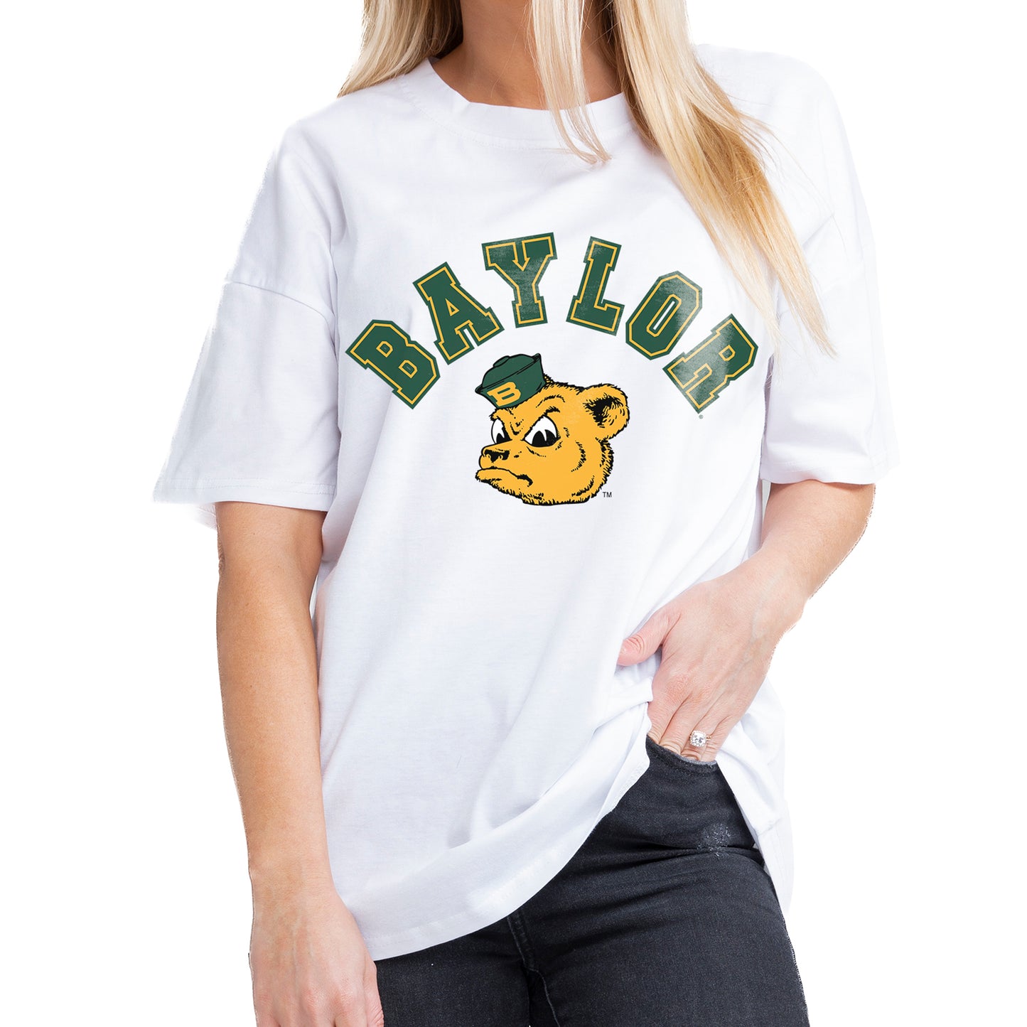 Women's Gameday Couture White Baylor Bears Now or Never Oversized T-Shirt