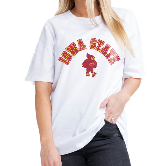 Women's Gameday Couture White Iowa State Cyclones Now or Never Oversized T-Shirt