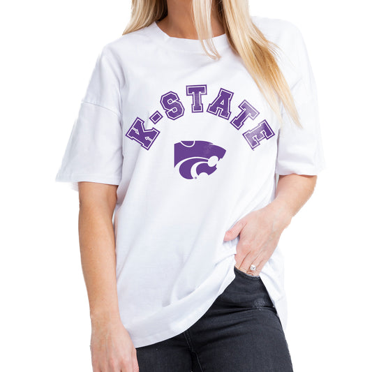 Women's Gameday Couture White Kansas State Wildcats Now or Never Oversized T-Shirt