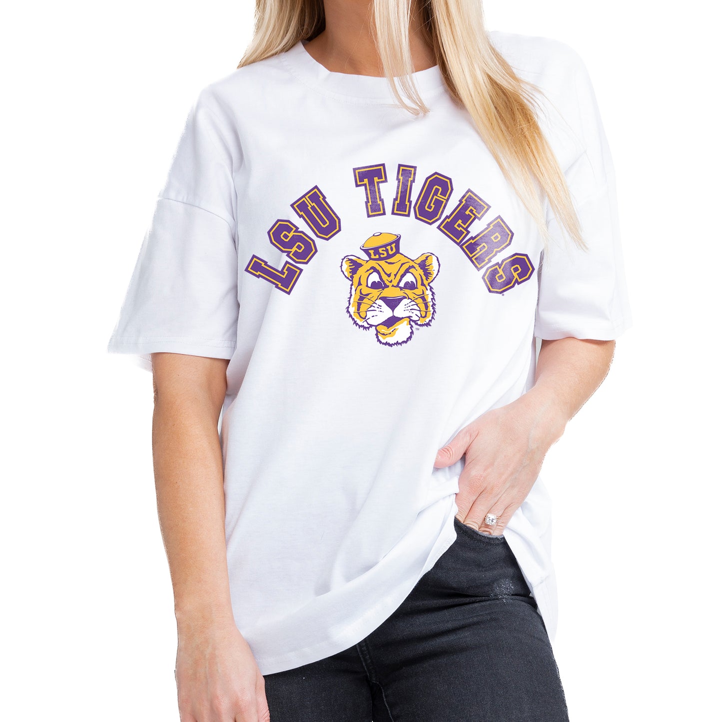 Women's Gameday Couture White LSU Tigers Now or Never Oversized T-Shirt