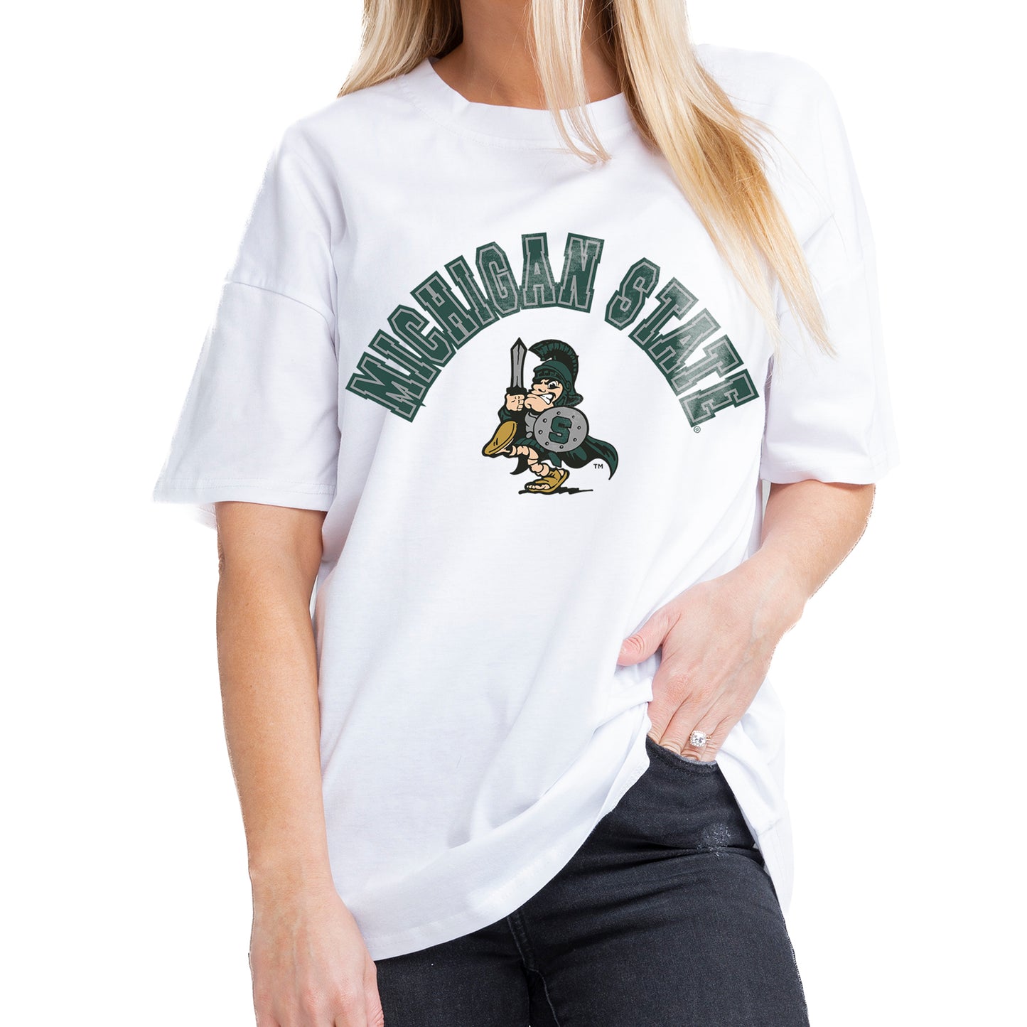 Women's Gameday Couture White Michigan State Spartans Now or Never Oversized T-Shirt