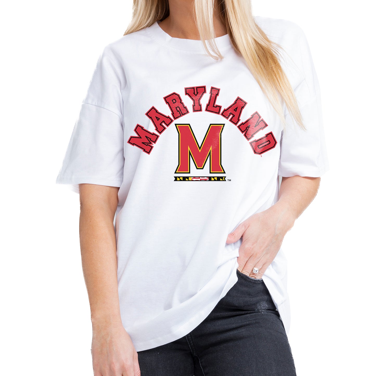 Women's Gameday Couture White Maryland Terrapins Now or Never Oversized T-Shirt