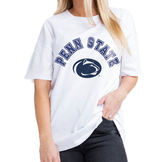 Women's Gameday Couture White Penn State Nittany Lions Now or Never Oversized T-Shirt