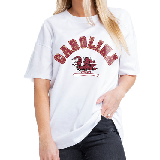 Women's Gameday Couture White South Carolina Gamecocks Now or Never Oversized T-Shirt