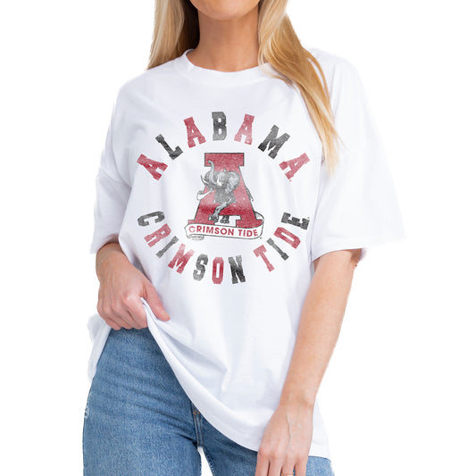 Women's Gameday Couture White Alabama Crimson Tide This Time Around Oversized T-Shirt