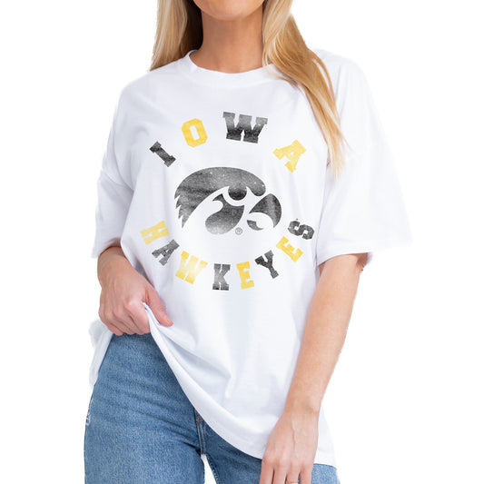 Women's Gameday Couture White Iowa Hawkeyes This Time Around Oversized T-Shirt