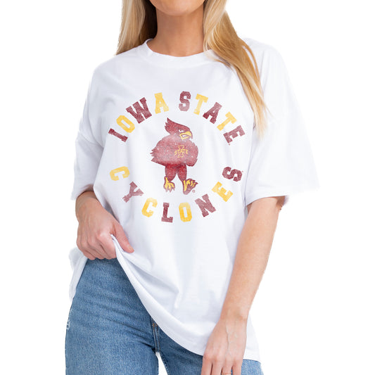 Women's Gameday Couture White Iowa State Cyclones This Time Around Oversized T-Shirt