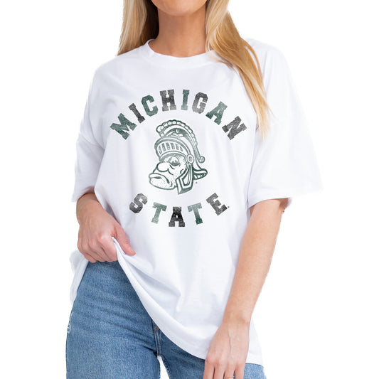 Women's Gameday Couture White Michigan State Spartans This Time Around Oversized T-Shirt