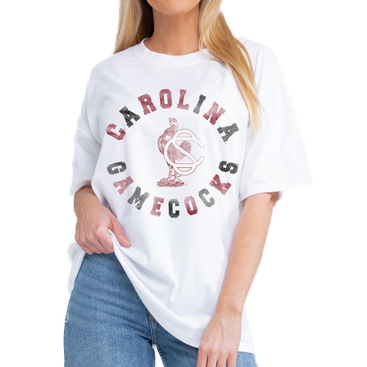 Women's Gameday Couture White South Carolina Gamecocks This Time Around Oversized T-Shirt