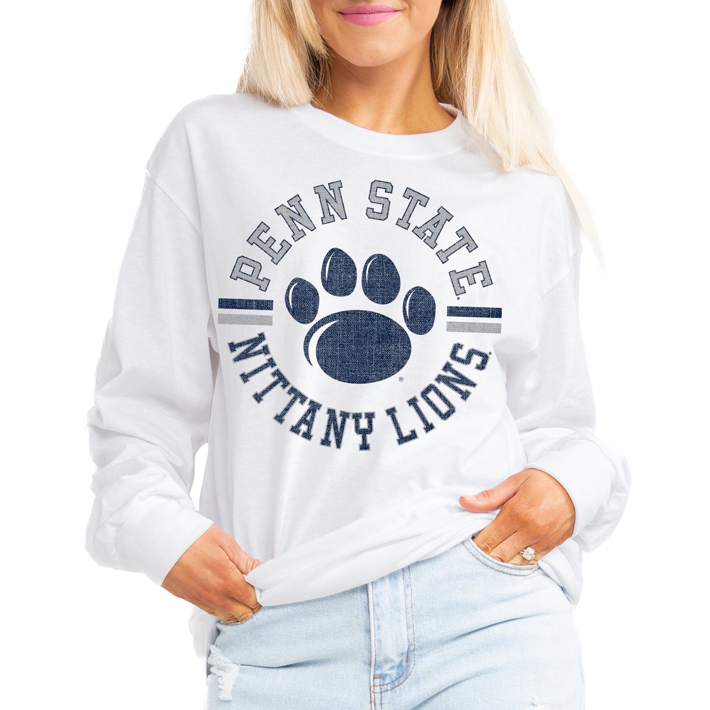 Women's Gameday Couture White Penn State Nittany Lions Vintage Days Oversized Lightweight Long Sleeve T-Shirt