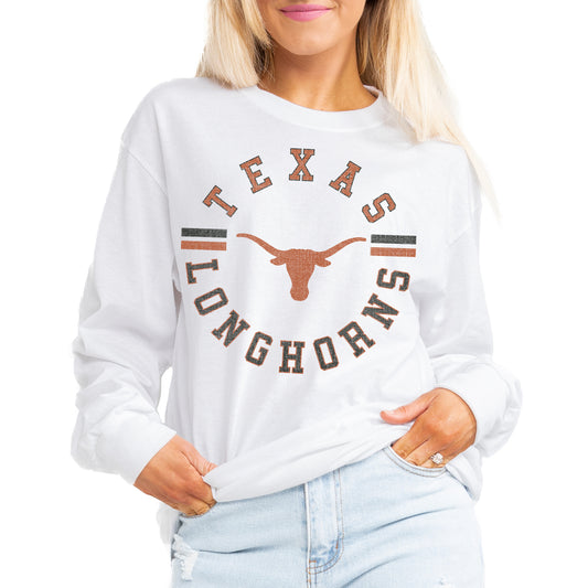 Women's Gameday Couture White Texas Longhorns Vintage Days Oversized Lightweight Long Sleeve T-Shirt