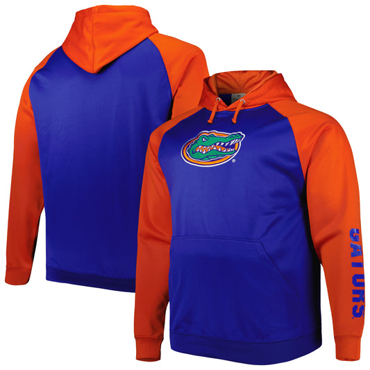 Men's Royal Florida Gators Big & Tall Raglan Fleece Pullover Hoodie