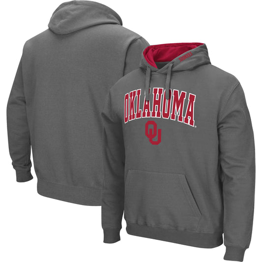 Men's Colosseum Charcoal Oklahoma Sooners Arch & Logo 3.0 Pullover Hoodie