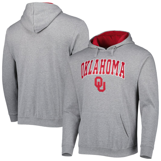 Men's Colosseum Heather Gray Oklahoma Sooners Arch & Logo 3.0 Pullover Hoodie