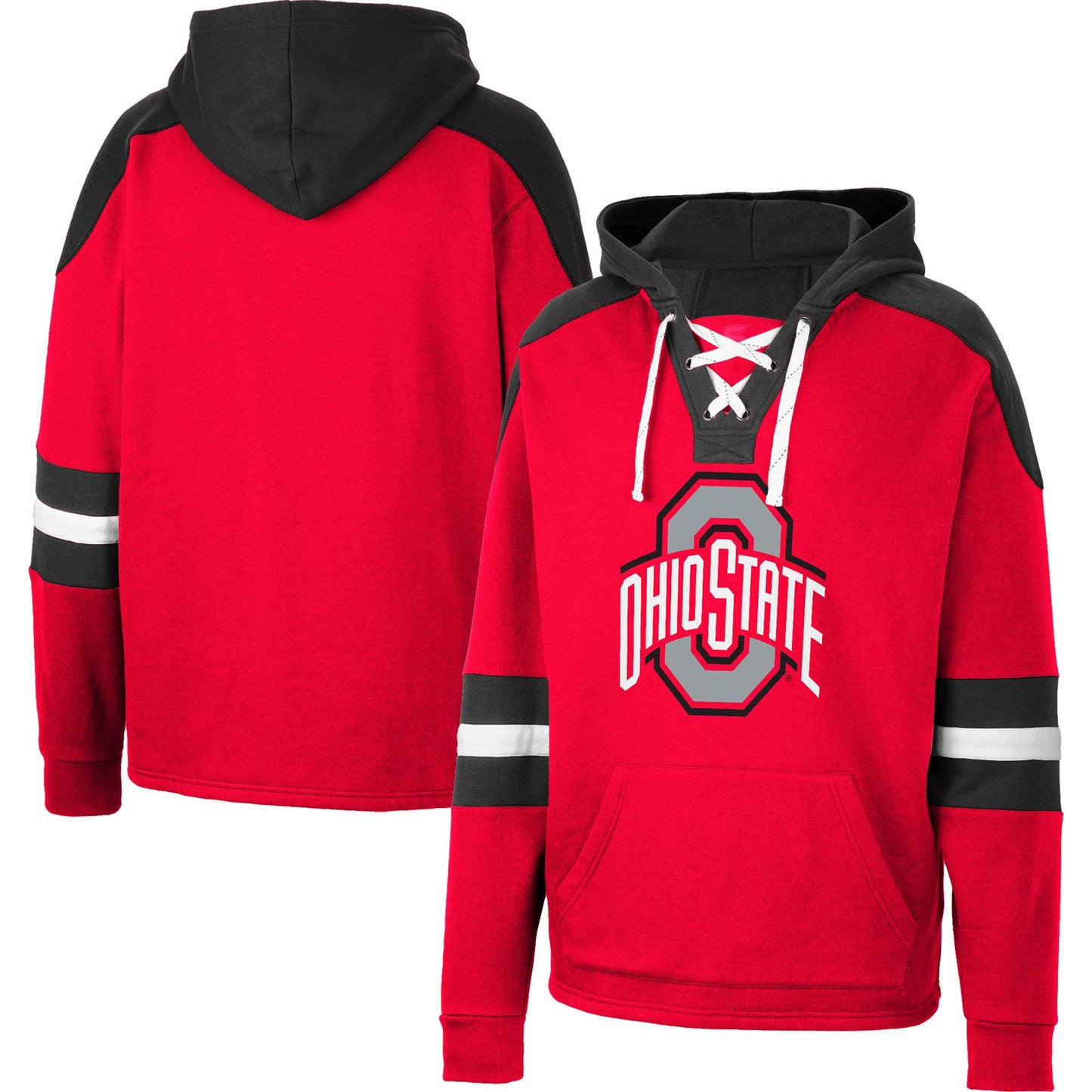 Men's Colosseum Scarlet Ohio State Buckeyes Lace-Up 4.0 Pullover Hoodie