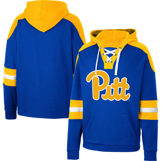 Men's Colosseum Royal Pitt Panthers Lace-Up 4.0 Pullover Hoodie