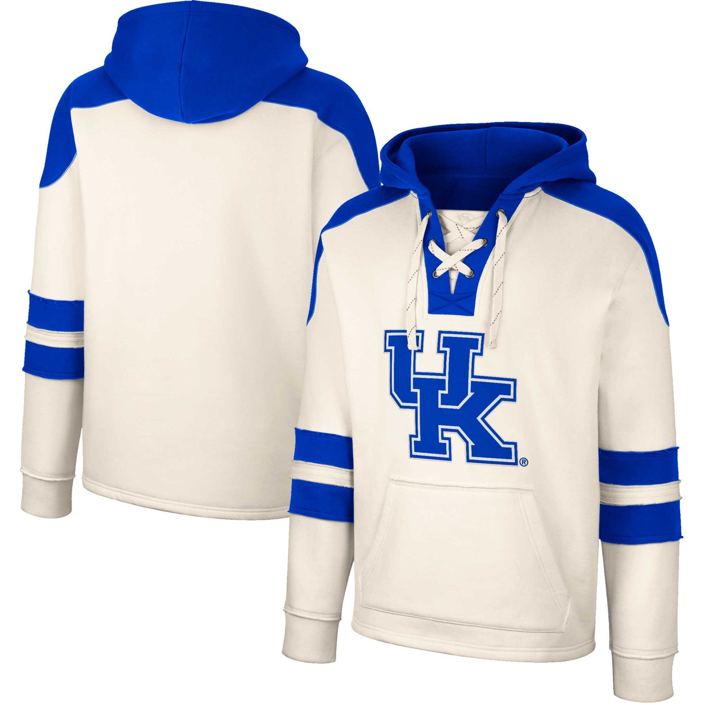 Men's Colosseum Cream Kentucky Wildcats Lace-Up 4.0 Vintage Pullover Hoodie