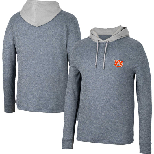 Men's Colosseum Navy Auburn Tigers Ballot Waffle-Knit Thermal Long Sleeve Hoodie T-Shirt