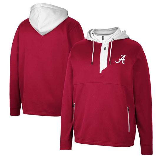 Men's Colosseum Crimson Alabama Crimson Tide Luge 3.0 Quarter-Zip Hoodie